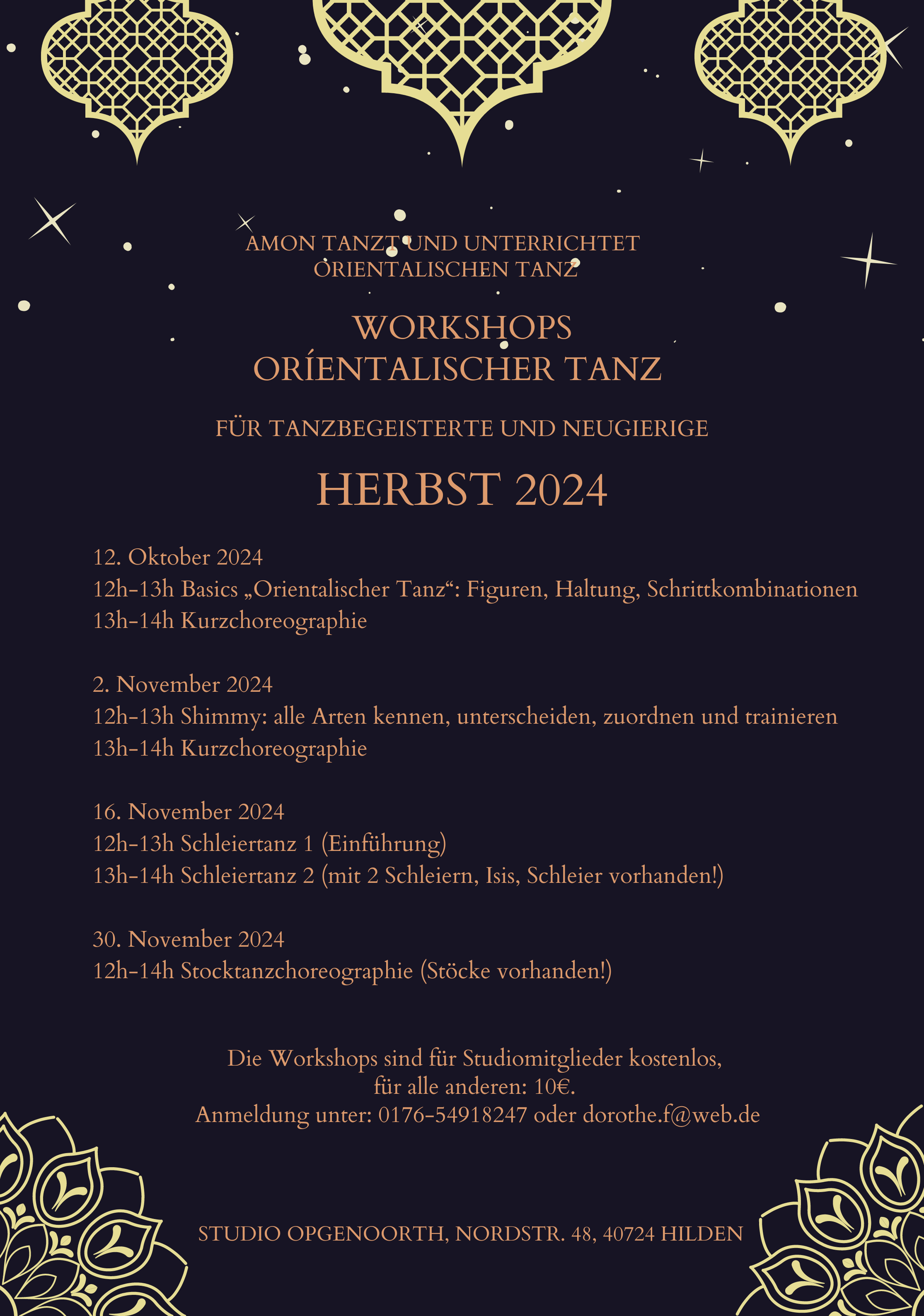 Workshops Orientalsicher Tanz Herbst 2024